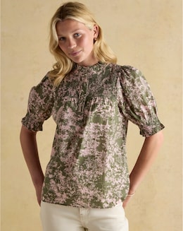 Joules Silvia Frill Neck Smocked Blouse