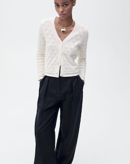 Mango Openwork Detail Knit Cardigan - Image