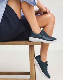 Lace Up Side Zip Trainers EEE Fit - Image