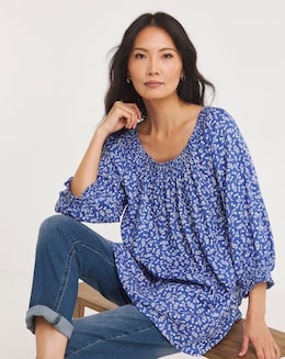 Julipa Longline Shirred Neck Top - Image