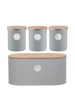 Typhoon Living 4 Piece Bread Bin and Canister Grey Storage Set