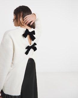 Simply Be Ivory Bow Back Longline Jumper