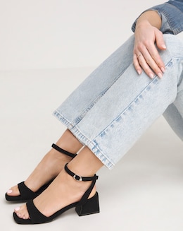 Amber Barely There Low Block Heel Sandals - Extra Wide Fit (EEE)
