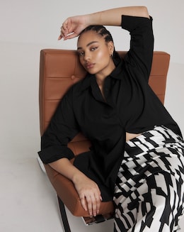 Black Relaxed Cotton Poplin Shirt - Image