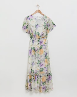 Flounce London Chiffon Floral Maxi Dress - Image