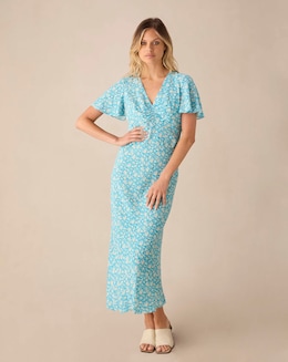 Ro&Zo Ditsy Puff Sleeve Midi Dress - Image