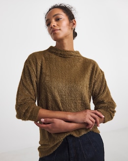 Brushed High Neck Soft Touch Top - Image