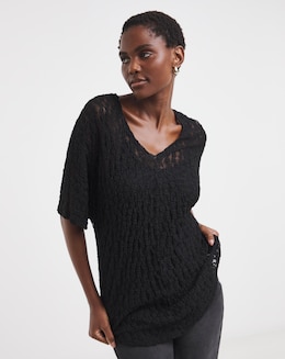 Bubble Lace V-Neck Top - Image