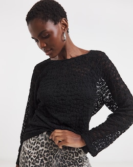 Bubble Lace Long Sleeve Slouch Top - Image
