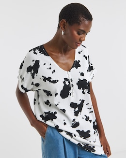 V-Neck Zip Front Longline Top - Image