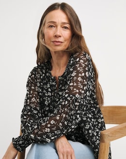 Womens Georgette Blouse- Mono Floral - Image