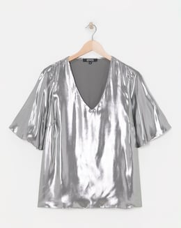Metallic Angel Sleeve Blouse - Image