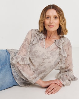 Chiffon Ruffle Detail Blouse - Image