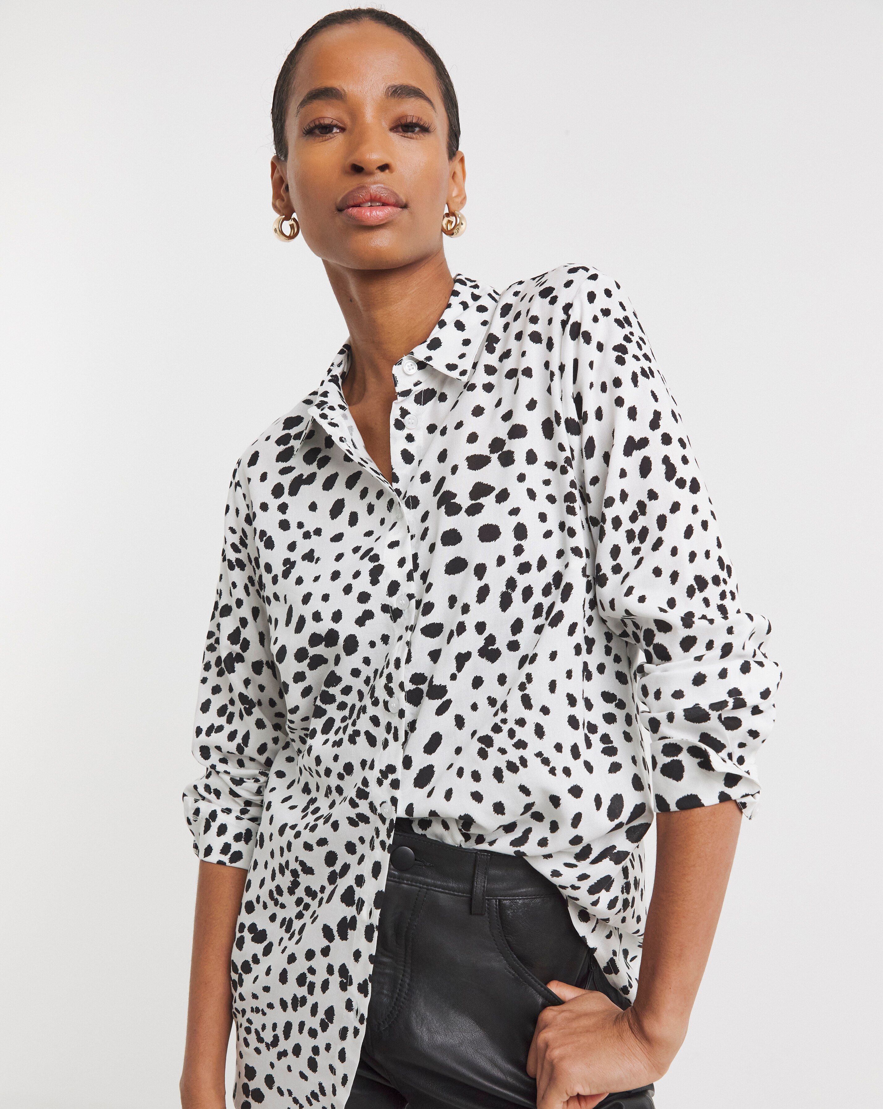 black and white polka dot blouses for womens