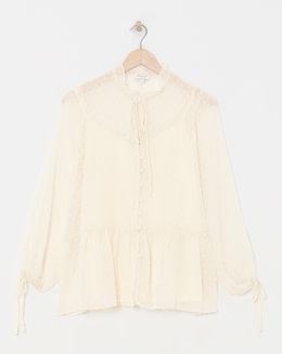 Dobby Frill Smock Blouse - Image