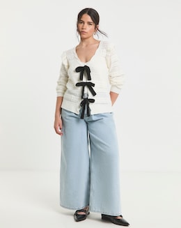 Simply Be Pointelle Tie Front Cardigan - Image