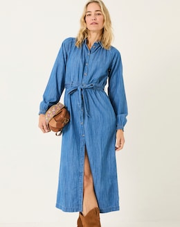 FatFace Abi Denim Midi Dress - Image