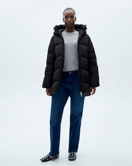 Mango Quilted Anorak Puffer with Hood - Image