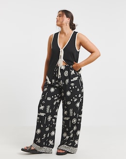 Simply Be Linen Mix Wide Leg Trouser - Image