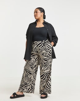 Simply Be Wide Leg Spun Viscose Trousers - Image