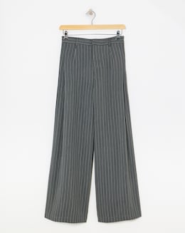 Pleated Pinstripe Wide Leg Trousers - Image