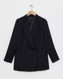 Satin Jacquard Double Breasted Blazer - Image