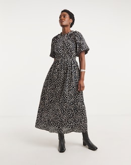 Pure Cotton Puff Sleeve Maxi Dress - Image