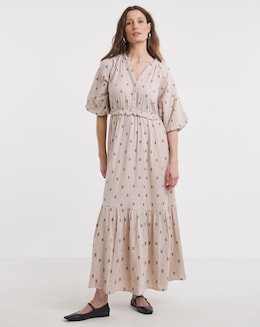 Pure Cotton Bubble Sleeve Maxi Dress - Image
