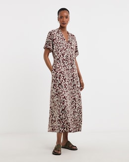 Collarless Placket Smock Dress - Image