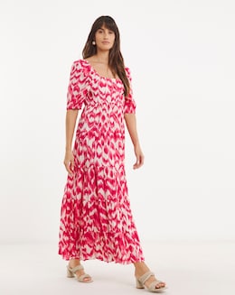 Pure Cotton Bow Back Tier Maxi Dress - Image