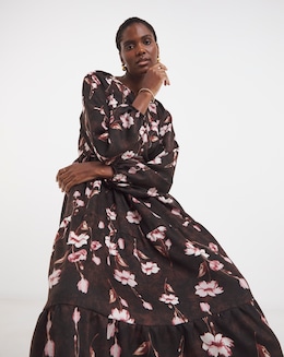 Long Sleeve Smock Maxi Dress - Image