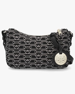 Emporio Armani Canvas Jacquard Black Shoulder Bag