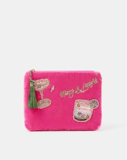 Accessorize Christmas Cocktail Velvet Pouch