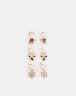 Accessorize 3-Pack Diamante Christmas Earring