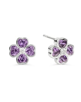 Radley Silver Purple CZ Flower Earrings