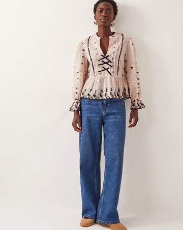 Monsoon Ettie Pintuck Embroidered Blouse