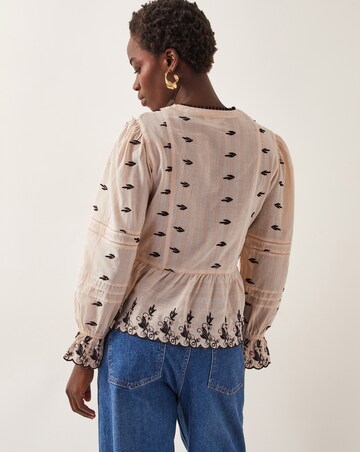 Monsoon Ettie Pintuck Embroidered Blouse