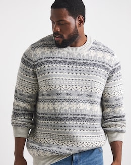 Knitted Fairisle Crew Neck Jumper - Image