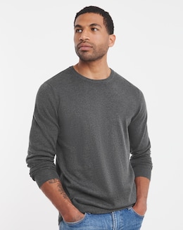 Cotton Knitted Crew Neck Jumper Long - Image