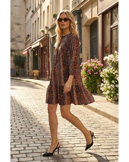 Roman Abstract Print Smock Stretch Dress - Image