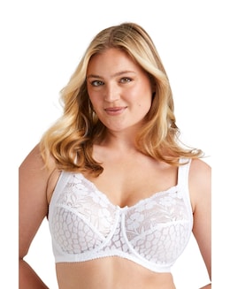 Miss Mary of Sweden Jacquard &amp; Lace Underwired Bra White
