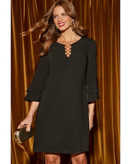 Sosandar Hoop Detail Shift Dress - Image