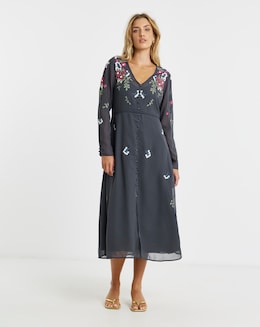 Hope & Ivy Rosette Embroidered Dress - Image