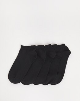 Pretty Secrets (5 Pair Pack) Super Value Trainer Liner Socks (Wide Fit) Black