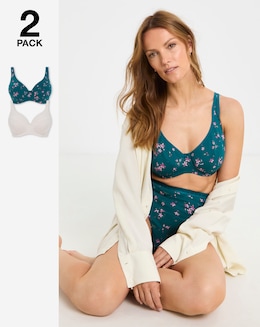 2 Pack Slimma Cotton Full Cup Bras - Image