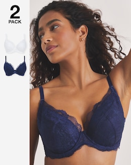 2 Pack Ella Padded Plunge Wired Bras - Image