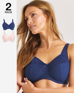 2 Pack New Sarah Full Cup Non Wired Bras - Image