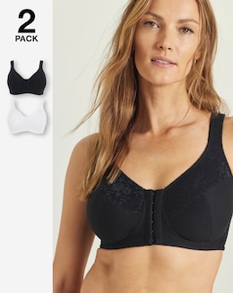 2 Pack Sarah Front Fasten Non Wired Bras - Image