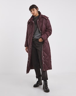 Plum Diamond Padded Duvet Coat