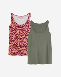 Khaki & Print 2 Pack Swing Vests - Image